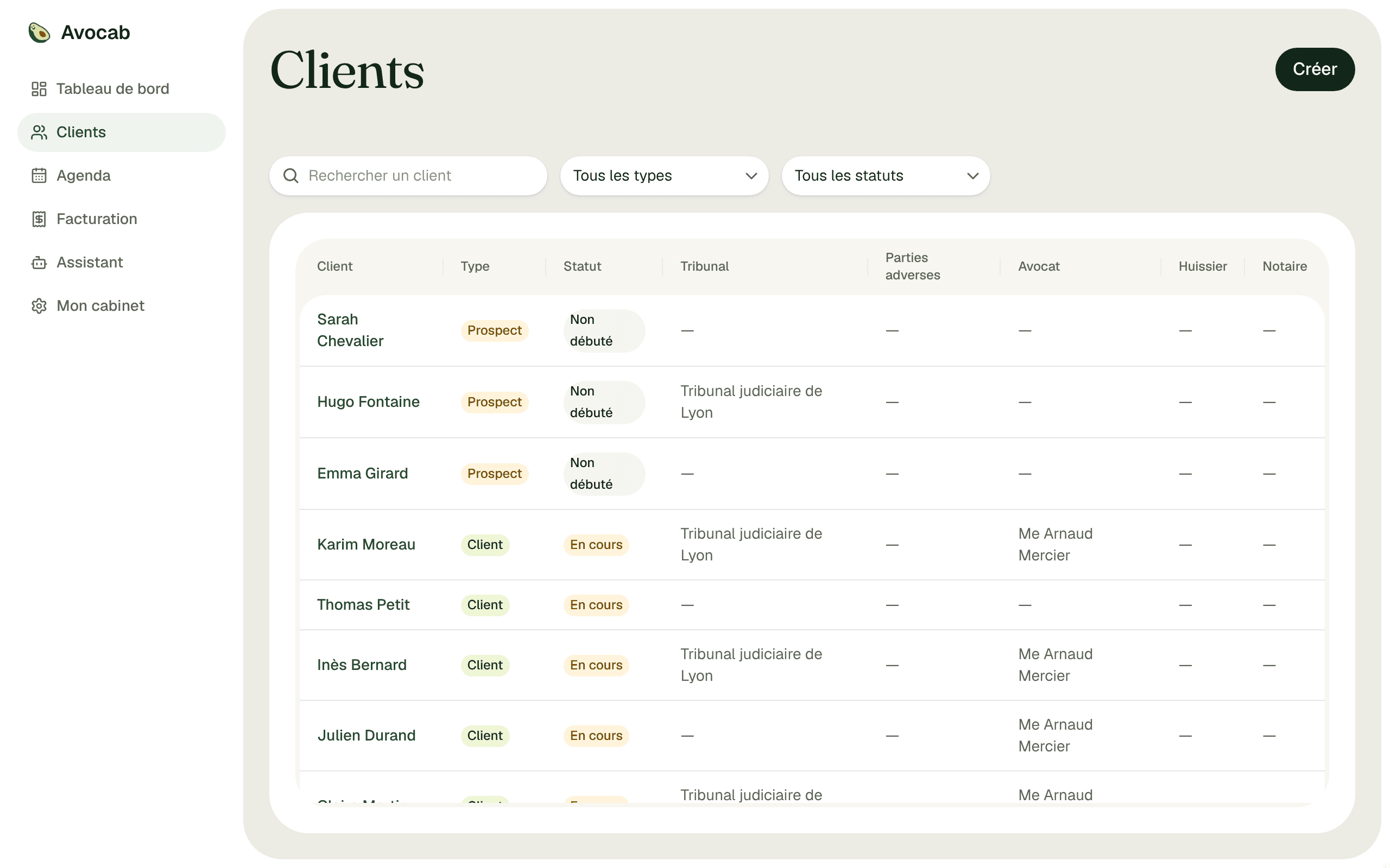Clients list